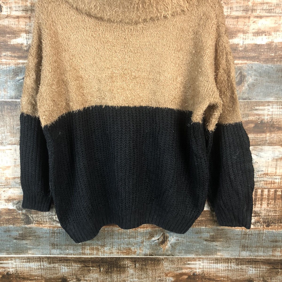 Japanese Brand DL Ingni Brown Black Mohair shaggy fur Knitwear #C401 Size M / US 6-8 / IT 42-44 - 3 Thumbnail