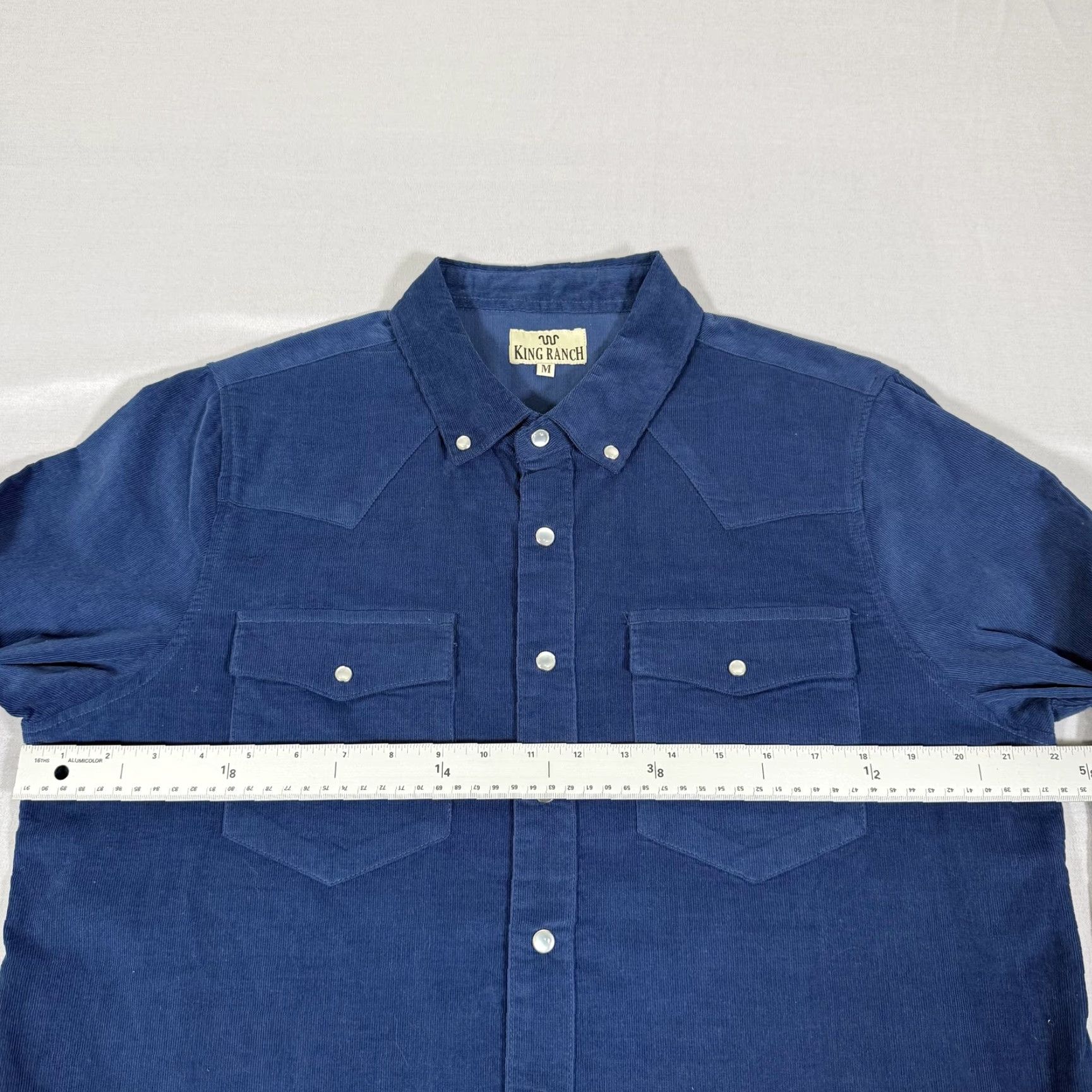 Vintage King Ranch Shirt Mens Medium Blue Corduroy Pearl Snap Western Cowboy Long Sleeve Size US M / EU 48-50 / 2 - 6 Thumbnail