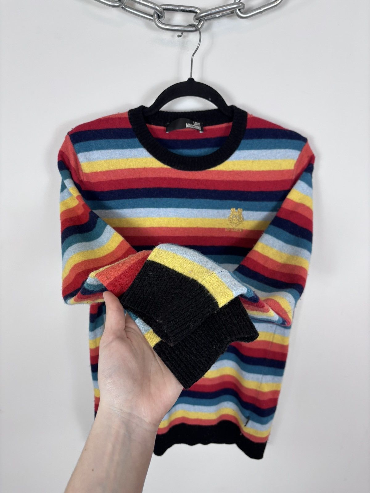 Love Moschino Love Moschino Women’s Rainbow Striped Wool Cashmere Sweater Size S / US 4 / IT 40 - 8 Thumbnail