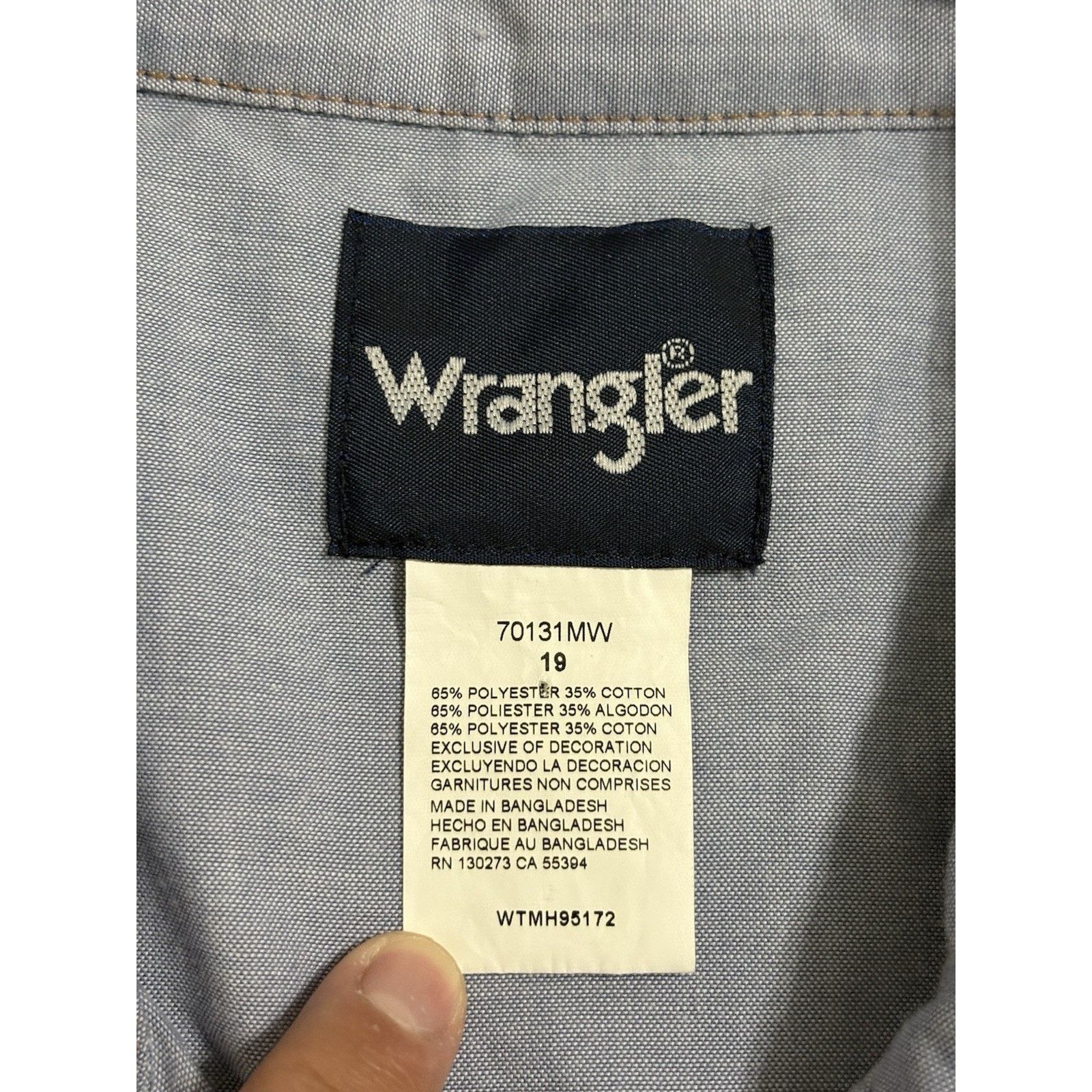 Wrangler Vintage Wrangler BlueShort Sleeve Pearl Snap Shirt - Men 3XL Size US XXL / EU 58 / 5 - 4 Thumbnail