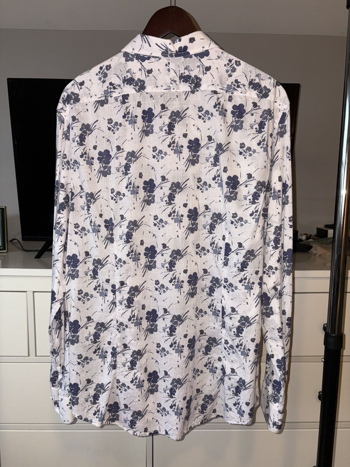 John Varvatos John Varvatos White Floral Button Down Size US L / EU 52-54 / 3 - 2 Thumbnail