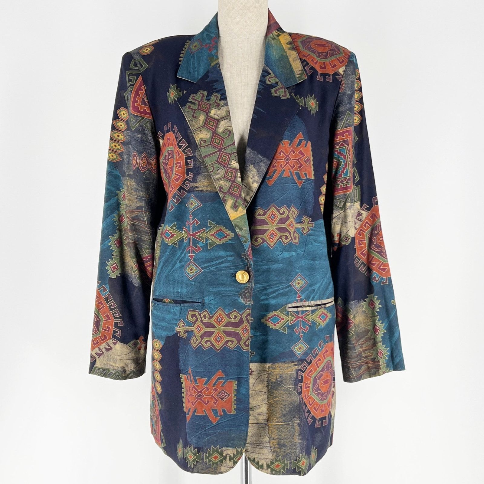 Vintage 90s Aztec print blazer 1990s vintage Size M / US 6-8 / IT 42-44 - 3 Thumbnail