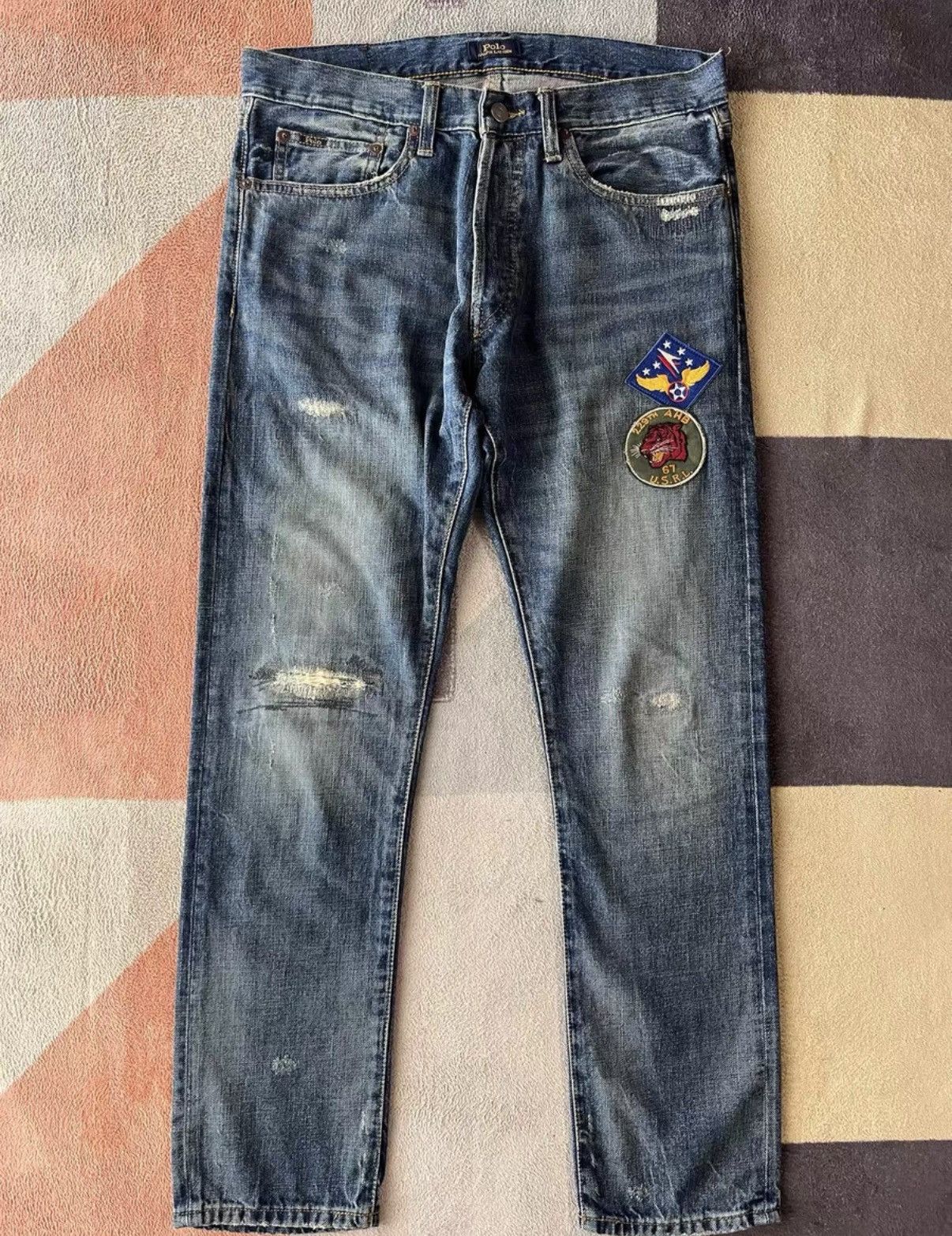 Ralph Lauren Ralph Lauren Distressed Patchwork Jeans K22 Size US 31 - 1 Thumbnail