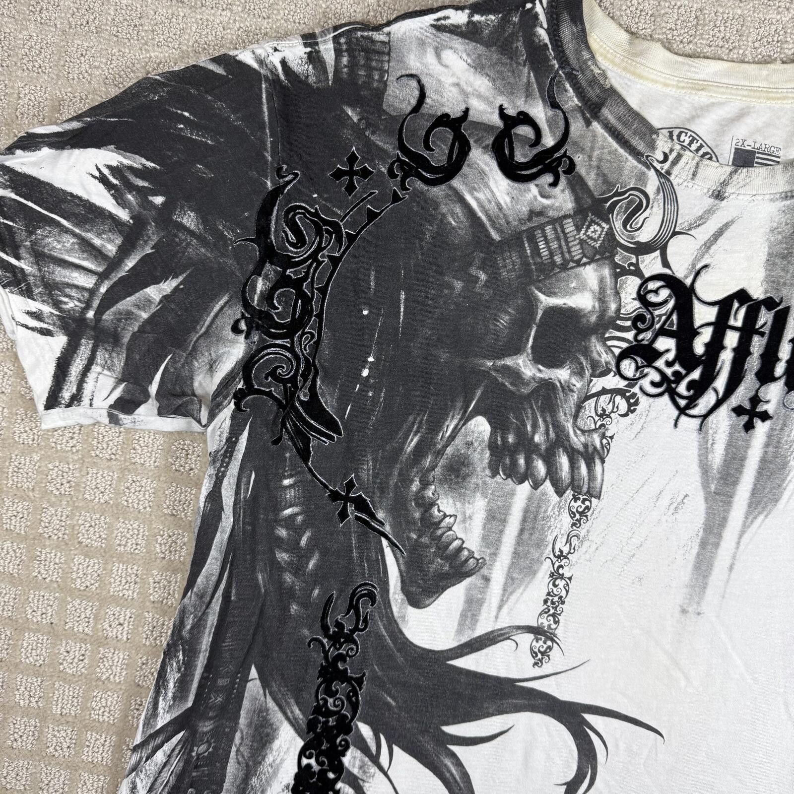 Affliction Y2K Affliction Skull Axes T Shirt 2XL Size US XXL / EU 58 / 5 - 3 Thumbnail