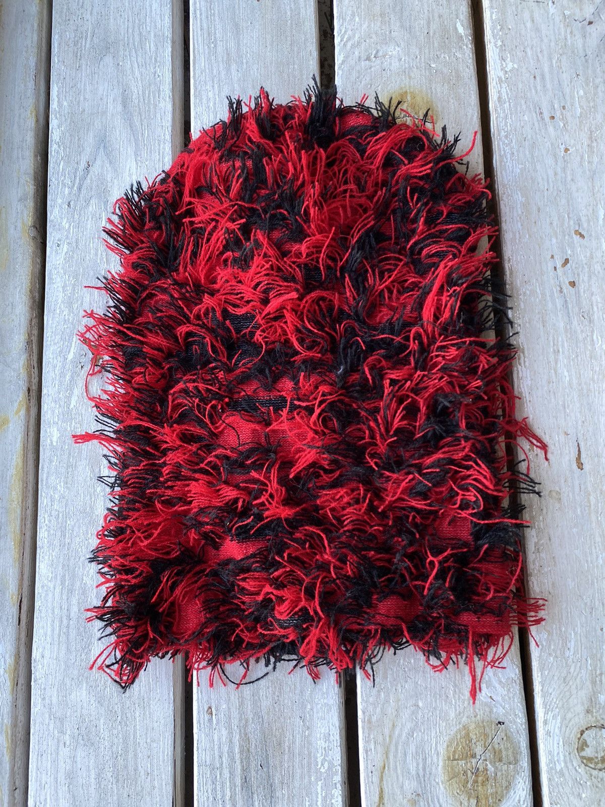 Japanese Brand Balaclava Distressed Knitted Fuzzy Beanie Hat Size ONE SIZE - 4 Thumbnail