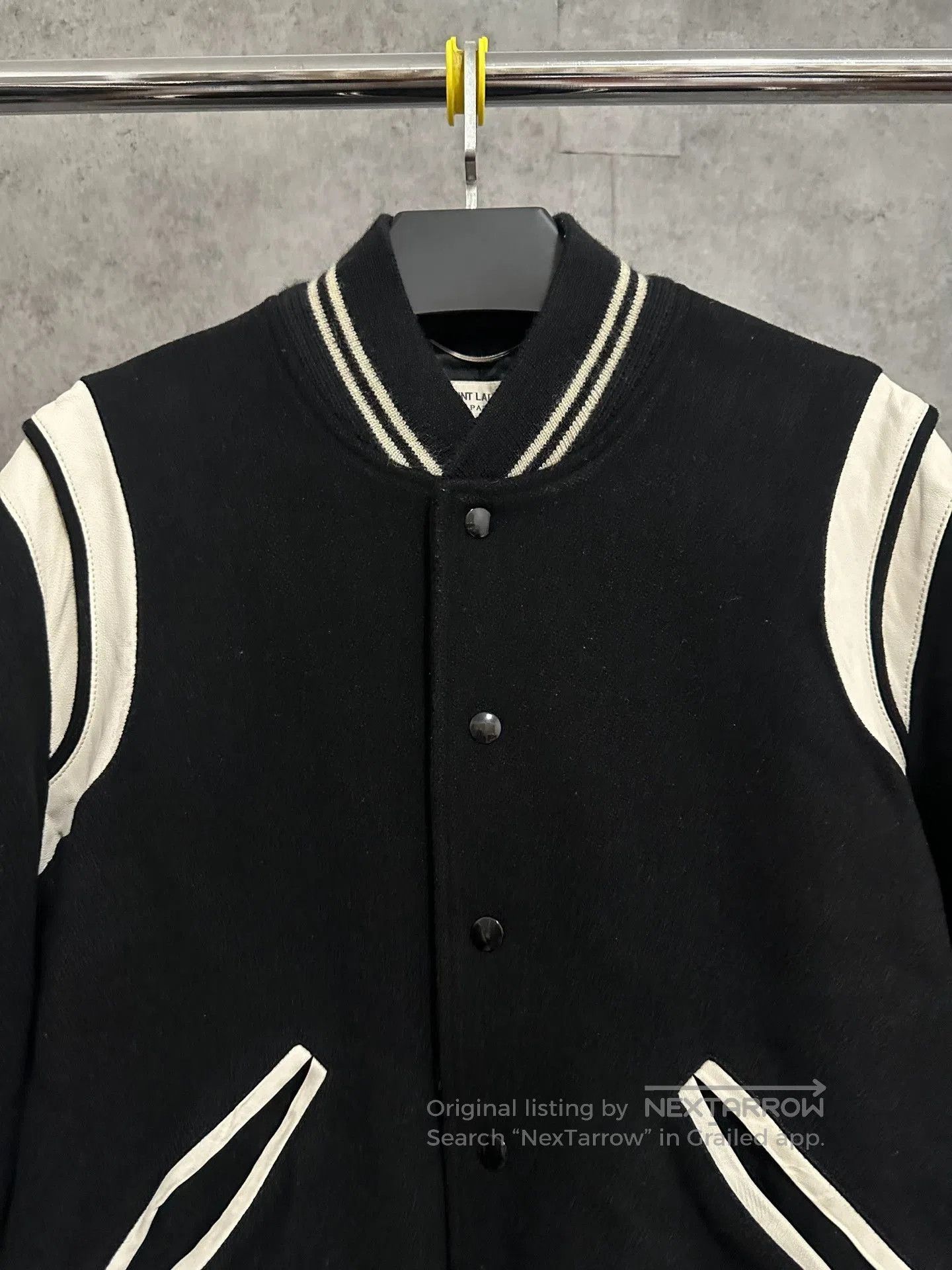 Saint Laurent Paris Saint Laurent Black White Wool Baseball Jacket. Size US M / EU 48-50 / 2 - 2 Thumbnail