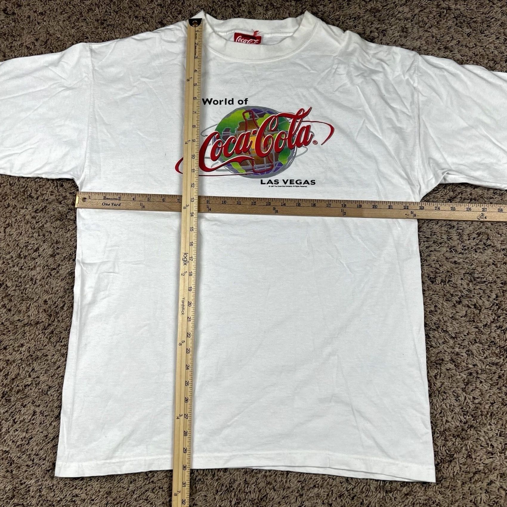 Vintage VINTAGE Coca-Cola World Of Coca Cola Las Vegas White T-Shirt Mens Large 90s Graphic Print Logo USA Decal Shirt Size US L / EU 52-54 / 3 - 6 Thumbnail