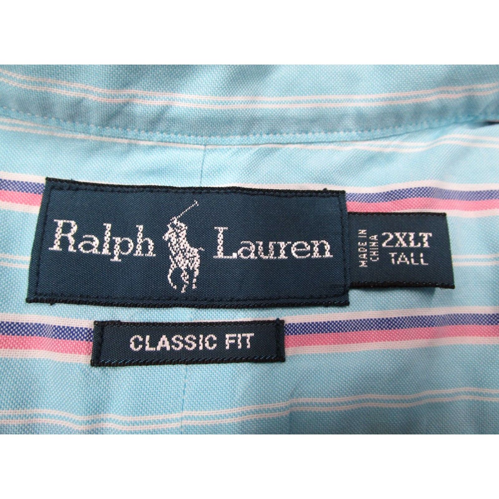 Ralph Lauren VINTAGE Ralph Lauren Mens 2XL XXL Tall Blue Striped Button-Up Shirt Long Sleeve Pony Classic Fit Size US XXL / EU 58 / 5 - 2 Thumbnail