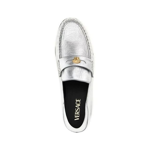 Versace VERSACE La Medusa Silver Leather Loafers New & Authentic (Wo Size US 6 / IT 36 - 4 Thumbnail