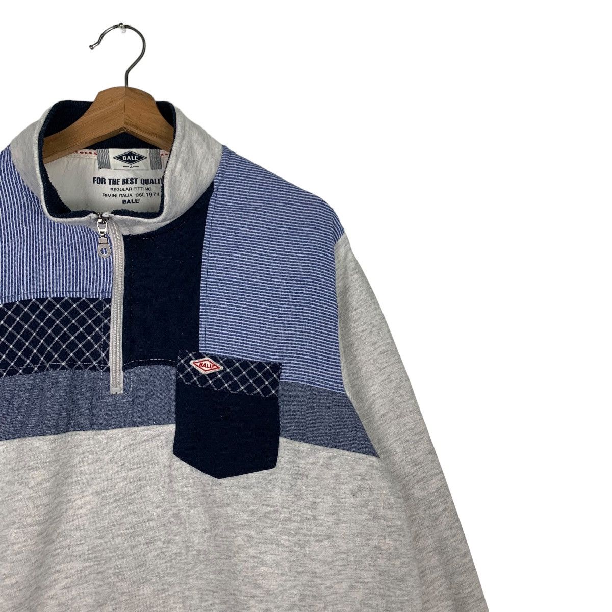 Japanese Brand BALL Half Zip Turtle Neck Colorblock Sweatshirts #0744-C34 Size US L / EU 52-54 / 3 - 5 Thumbnail
