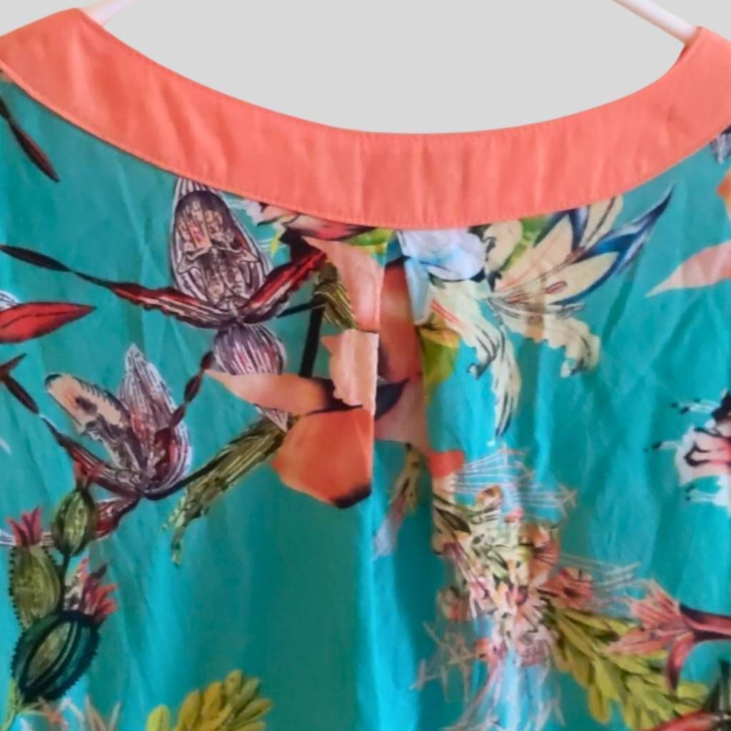 Brooklyn Industries Brooklyn Industries Dress XS Tropical Floral Rayon Teal Beac Size XS / US 0-2 / IT 36-38 - 10 Thumbnail