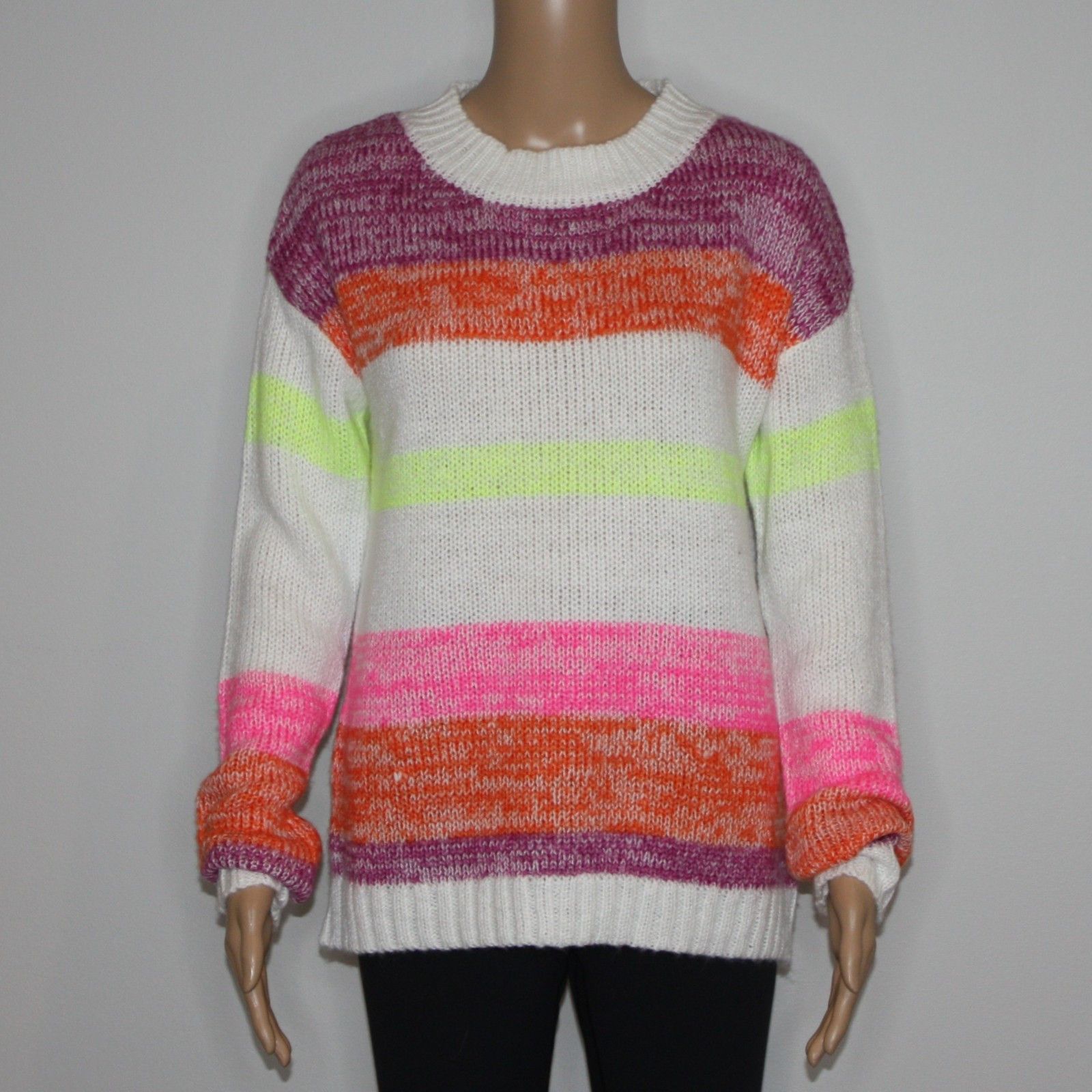 Other Allison Joy Izzy Neon Stripe Sweater NWT MSRP $88 Size S / US 4 / IT 40 - 3 Thumbnail