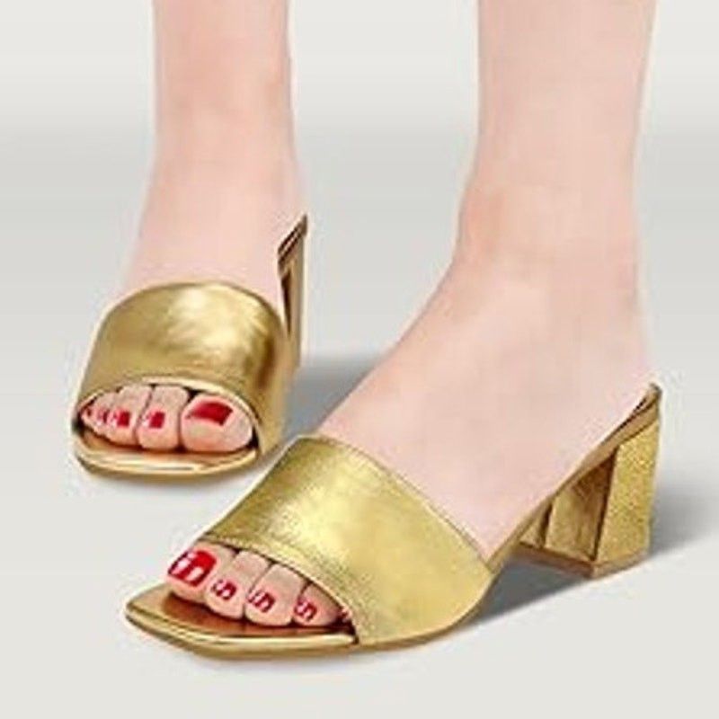 Other Pizz Annu Women's 7.5 Gold Open Toe 2.5" Heel Sandals Size US 7.5 / IT 37.5 - 3 Thumbnail