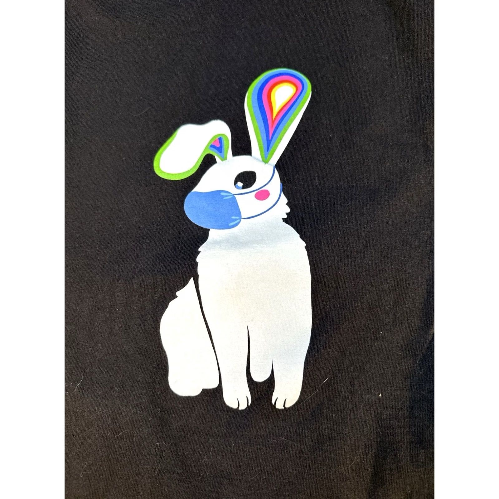 Rainbow The Nations Bunny Graphic T-Shirt Mens XL Black 100% Cotton Rainbow Ears Size US L / EU 52-54 / 3 - 2 Thumbnail