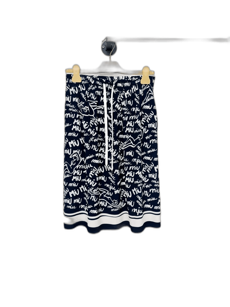 Miu Miu Miumiu Silk Skirt with White Letter Print Size 36" / US 14 / IT 50 - 1 Thumbnail