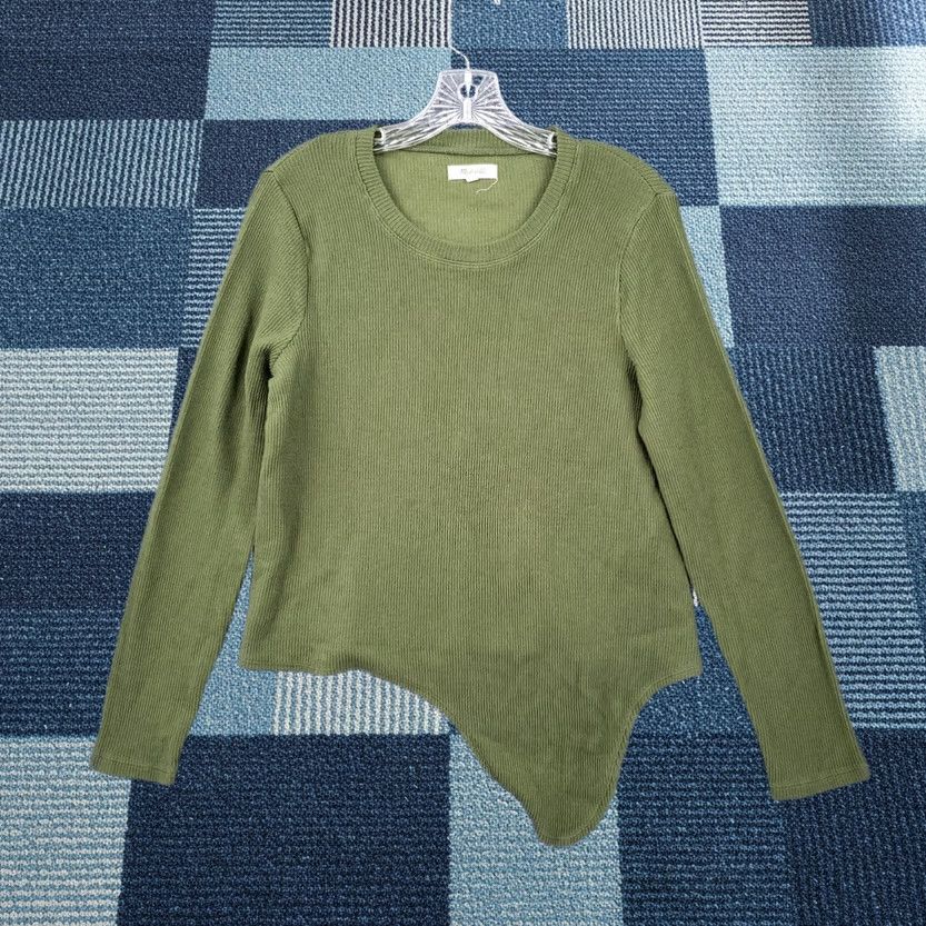 Madewell Madewell Sweater Womens M Green Asymmetric Hem Long Sleeve Ribbed Knit Size M / US 6-8 / IT 42-44 - 1 Thumbnail