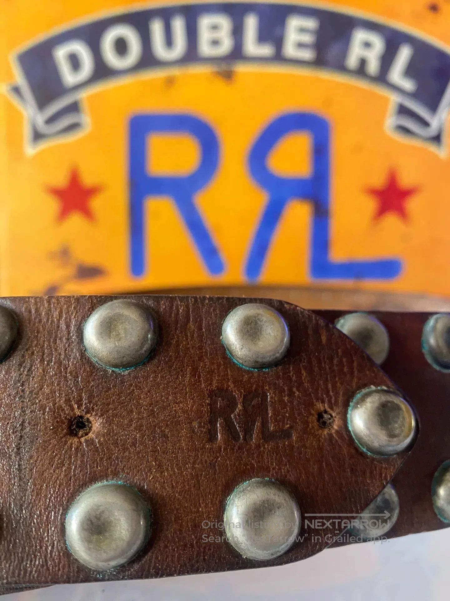 RRL Ralph Lauren Limited Edition Double RL Leather Belt. Size ONE SIZE - 5 Thumbnail