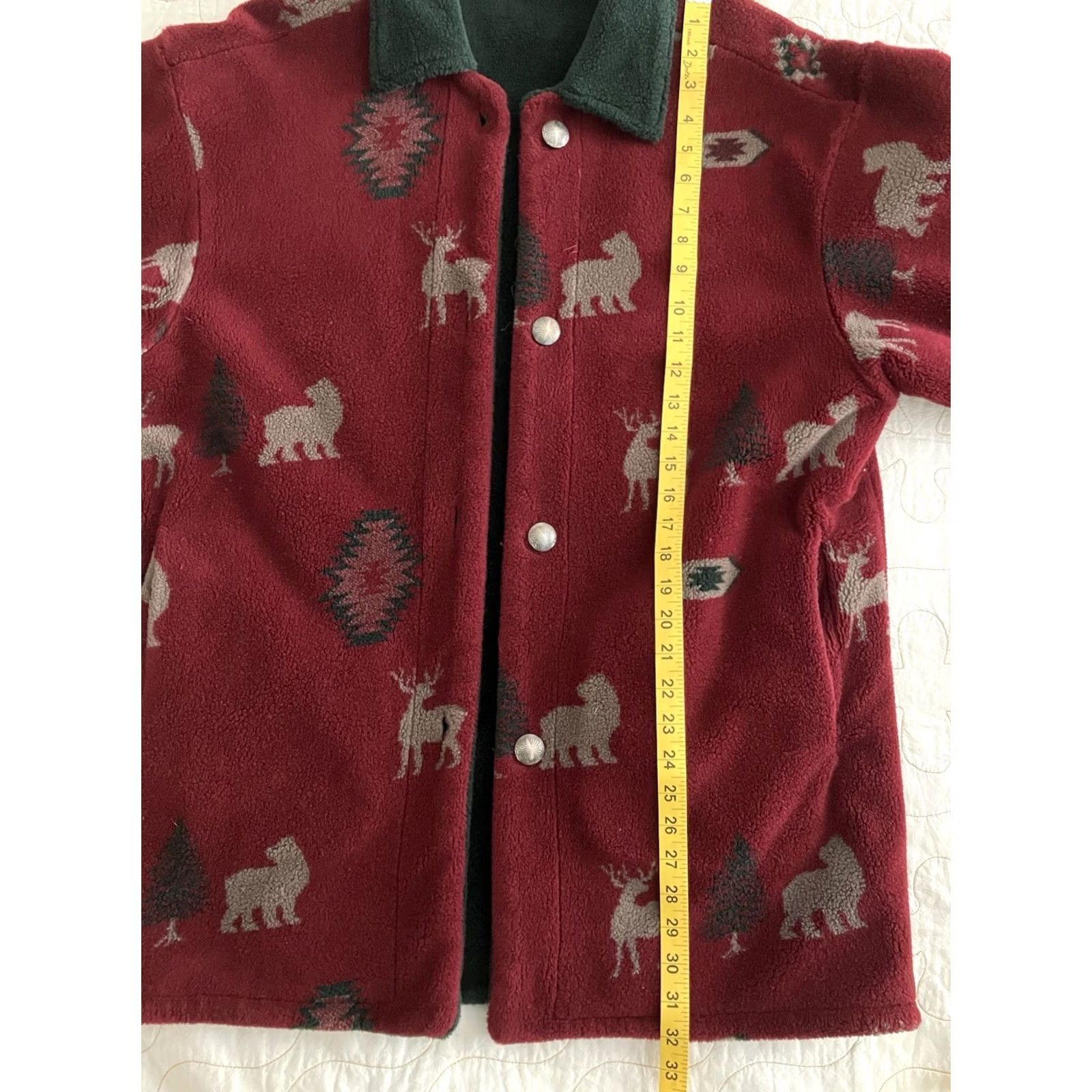 Vintage VINTAGE Denali Jacket Southwestern Bears Deer Oversized Button M Hoodie Pockets Reversible Zip Fade Red/Black/Tan Women Size M Size M / US 6-8 / IT 42-44 - 4 Thumbnail