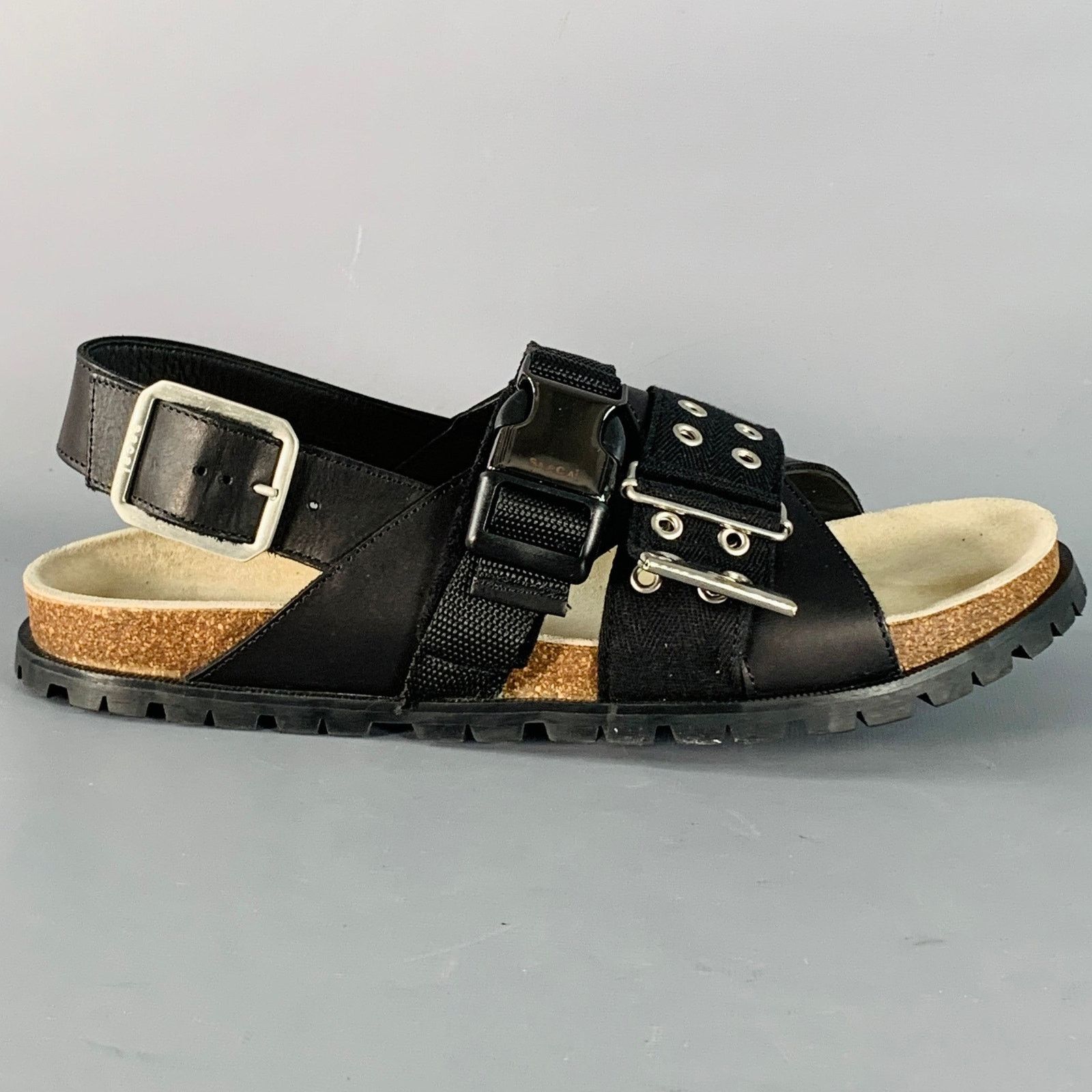 A.P.C. A.P.C. Jules Black Silver Leather Grommets Sandals Size US 11 / EU 44 - 2 Thumbnail