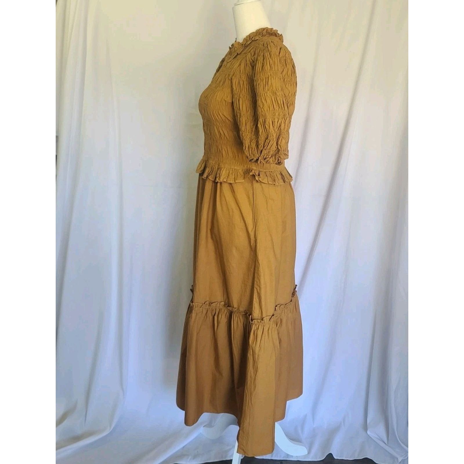 Sea New York Sea New York Rene Smocked Bronze Tiered Midi Dress US 0 Size XS / US 0-2 / IT 36-38 - 5 Thumbnail