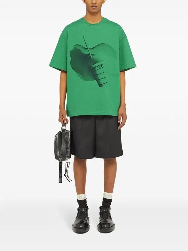 Jil Sander o1w1db10825 Print Cotton T-Shirt in Green Size US S / EU 44-46 / 1 - 2 Thumbnail