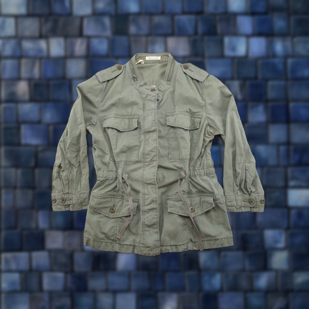 Vintage Paper Boat Jacket Women's M Green Button Tie Waist Pockets Mock Zip Collar Military Size M / US 6-8 / IT 42-44 - 1 Thumbnail