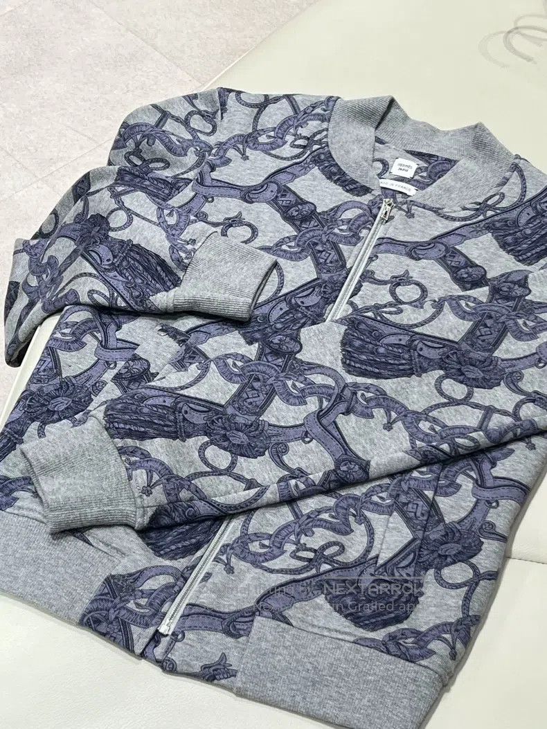 Hermes Hermes Equestrian Pattern Zip-Up Sweatshirt Knit Cardigan Size XXS / US 00 / IT 34 - 3 Thumbnail