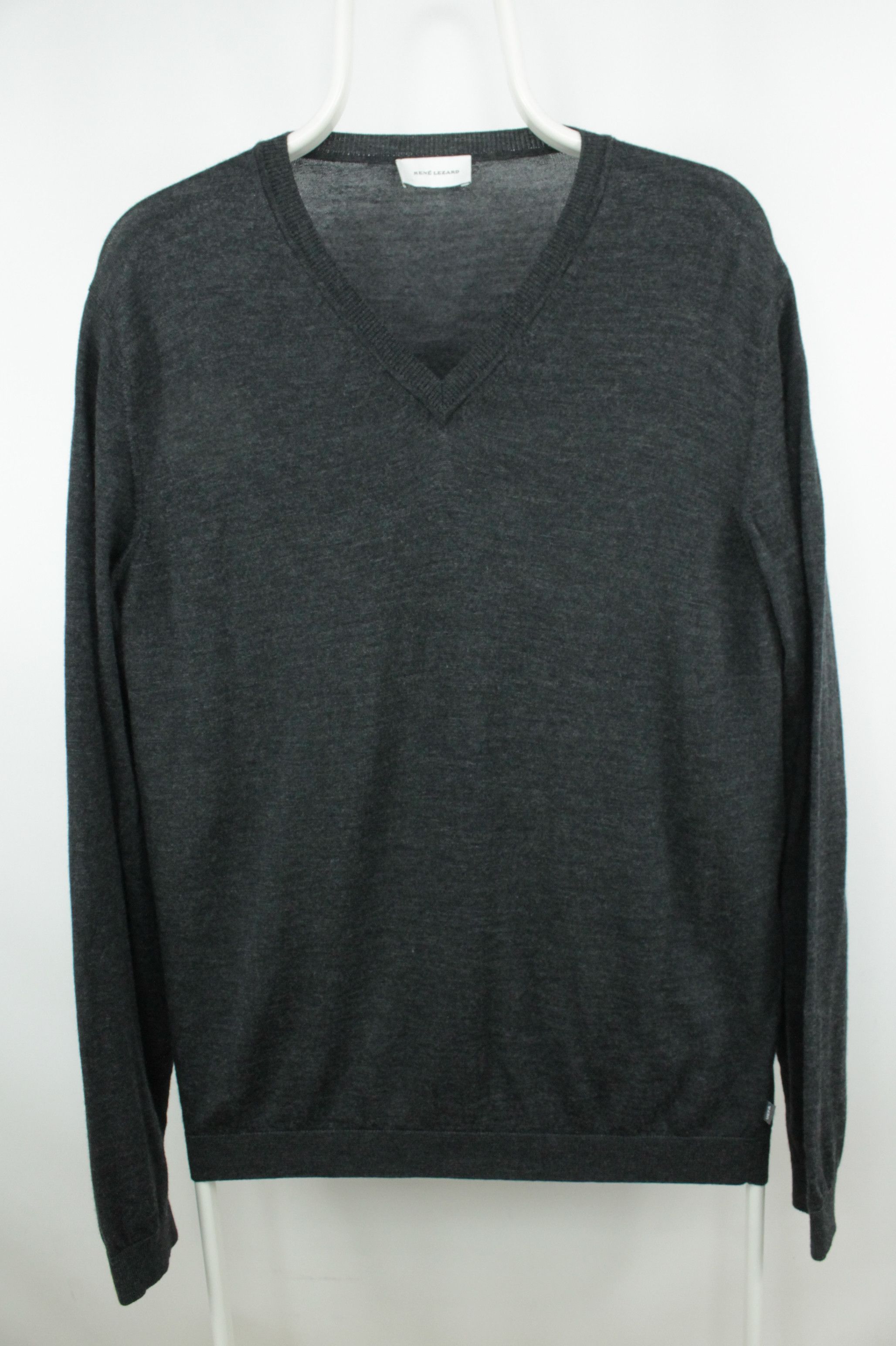 Other Rene Lezard Light Gray Wool V-Neck Slim Fit Pullover Sweater Size US L / EU 52-54 / 3 - 1 Thumbnail