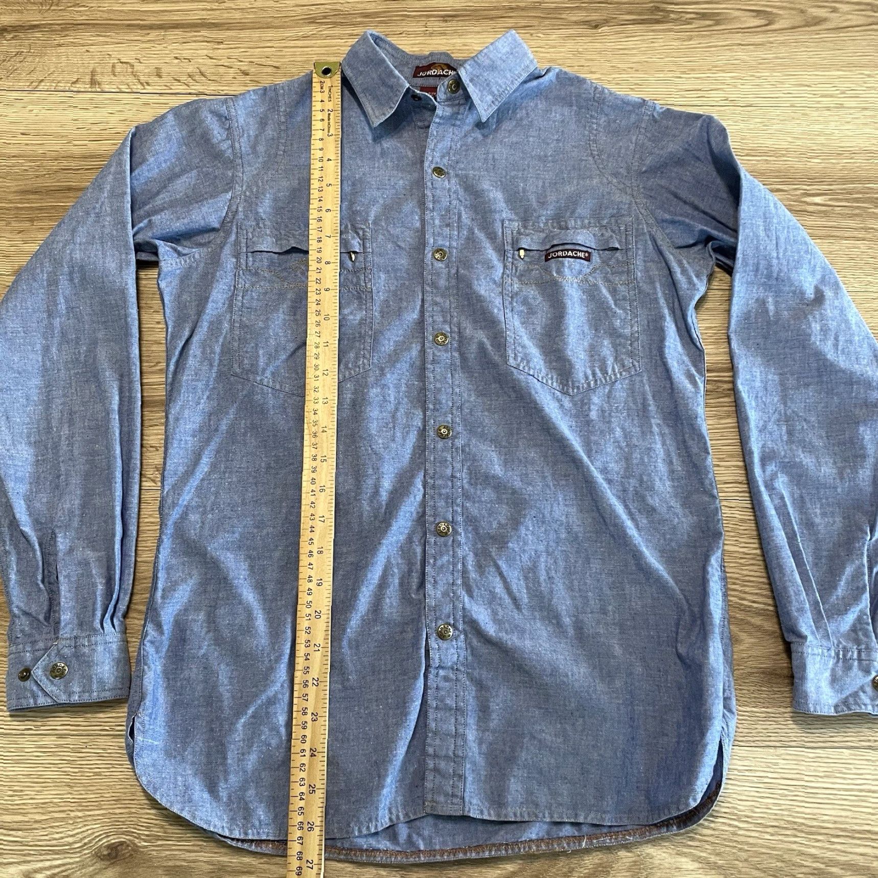 Jordache VINTAGE Jordache Denim Shirt Junior S Blue Snap Button Women Pockets Size S / US 4 / IT 40 - 3 Thumbnail