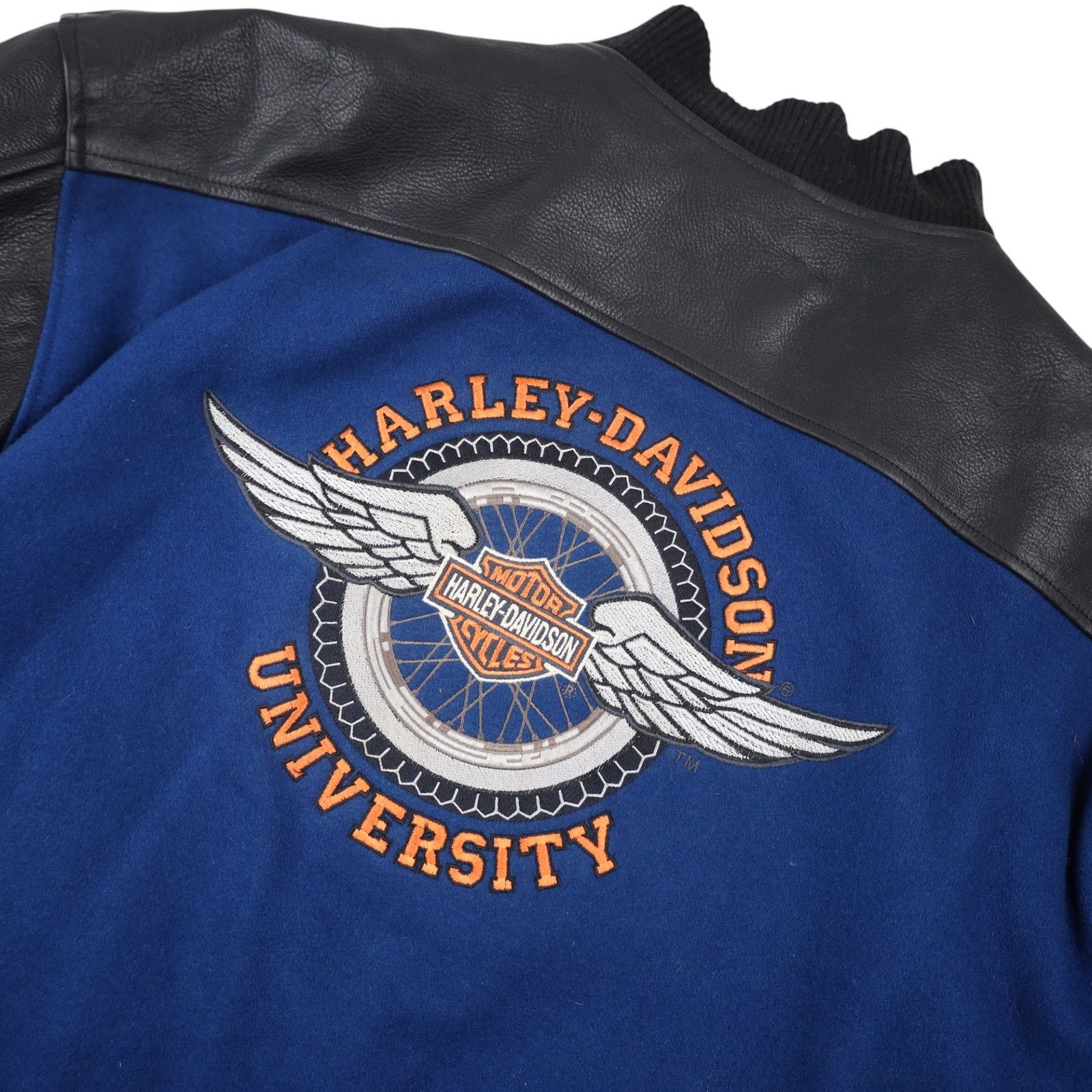 Harley Davidson × Vintage VTG Harley Davidson University Big Logo Letterman Jacket Size US XXL / EU 58 / 5 - 11 Thumbnail
