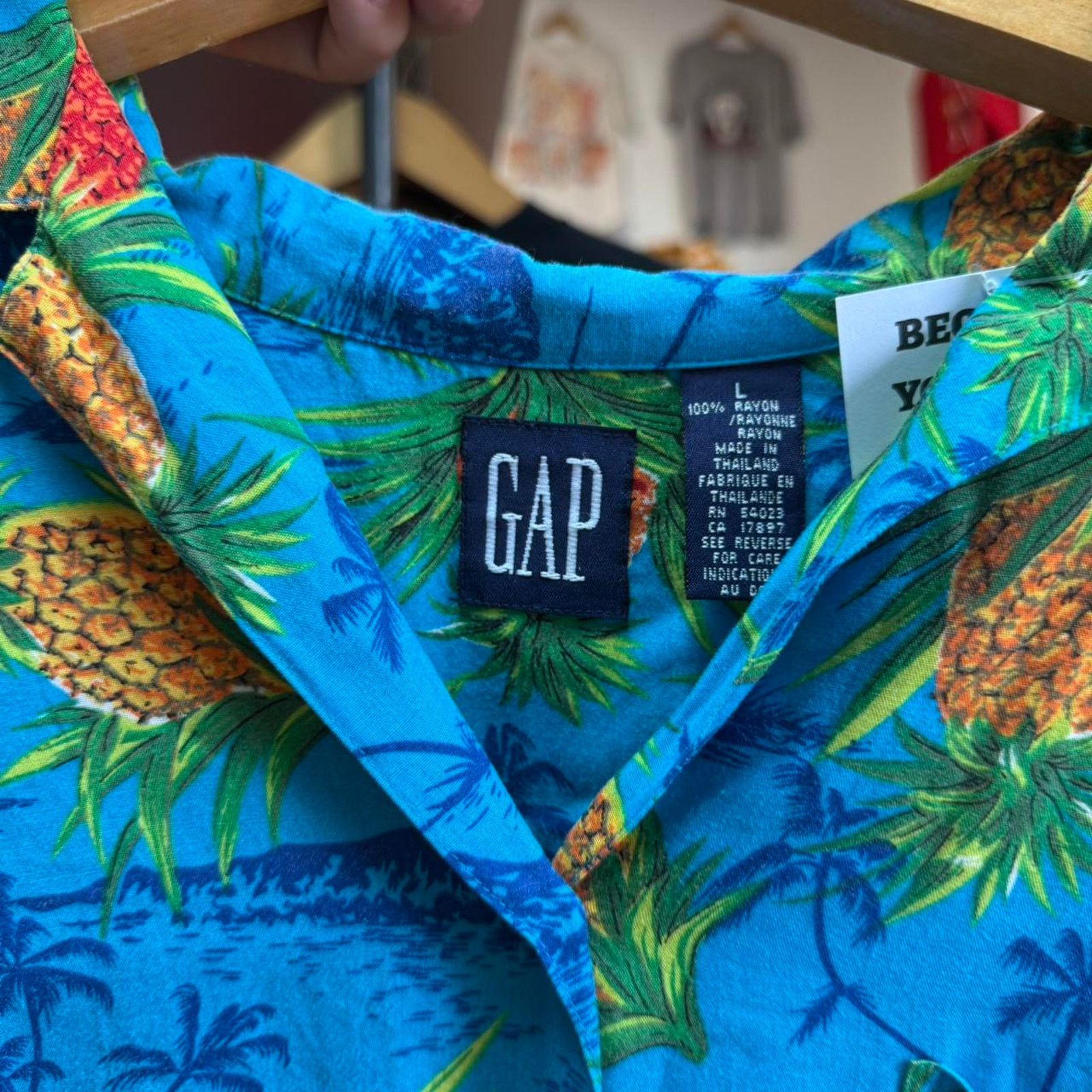 Gap × Vintage Vintage 90s Gap Floral Hawaiian Loop Collar Shirt Size US L / EU 52-54 / 3 - 4 Thumbnail