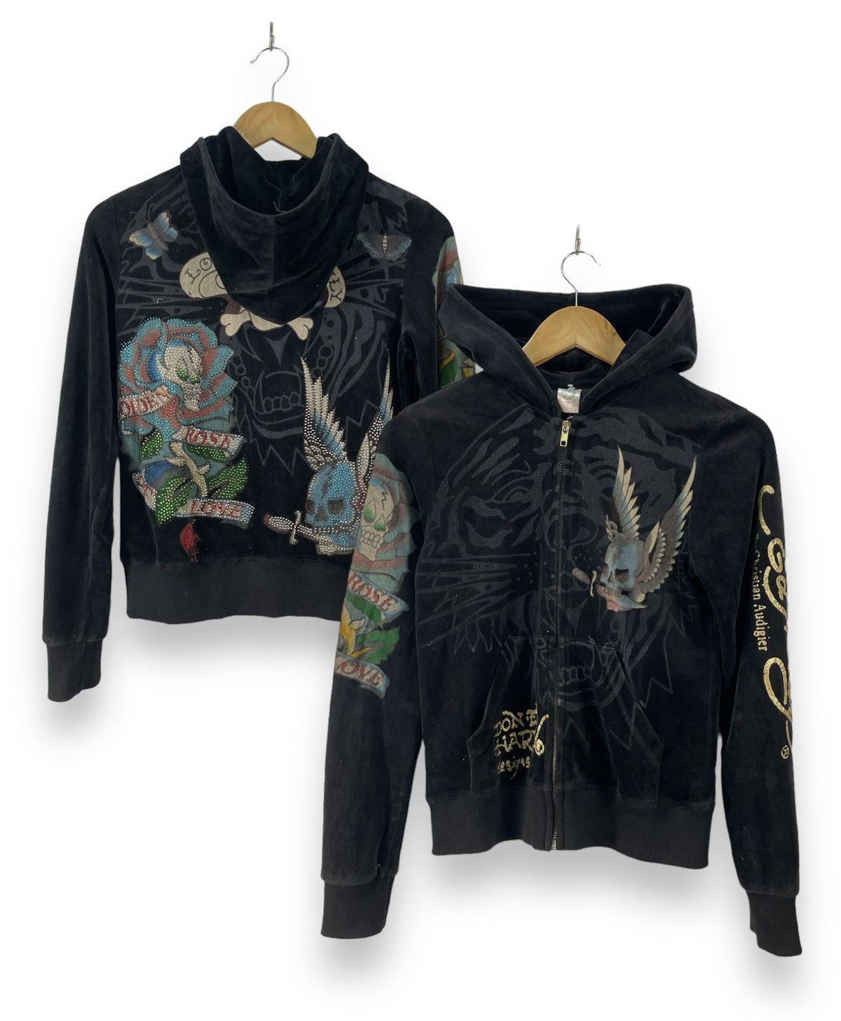Christian Audigier Christian Audigier Ed Hardy Hoodie Zipper Velvet Size US S / EU 44-46 / 1 - 1 Thumbnail