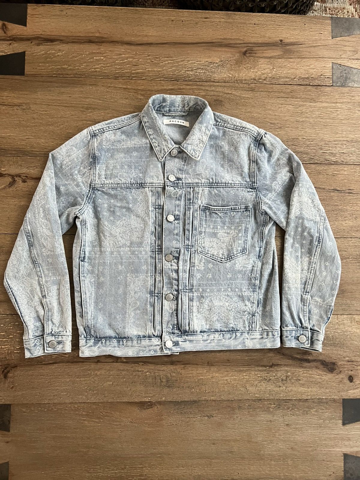 Pacsun × Vintage PacSun Denim jacket Blue acid wash bandanna print Size US M / EU 48-50 / 2 - 1 Thumbnail