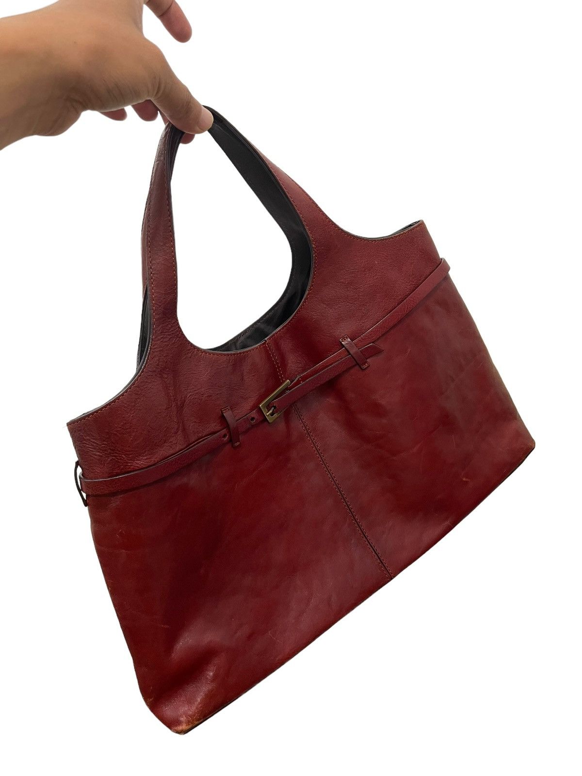 Genuine Leather Full Leather Patina Vtg Francesco Biasia Tote Bag 2🟩 Size ONE SIZE - 3 Thumbnail