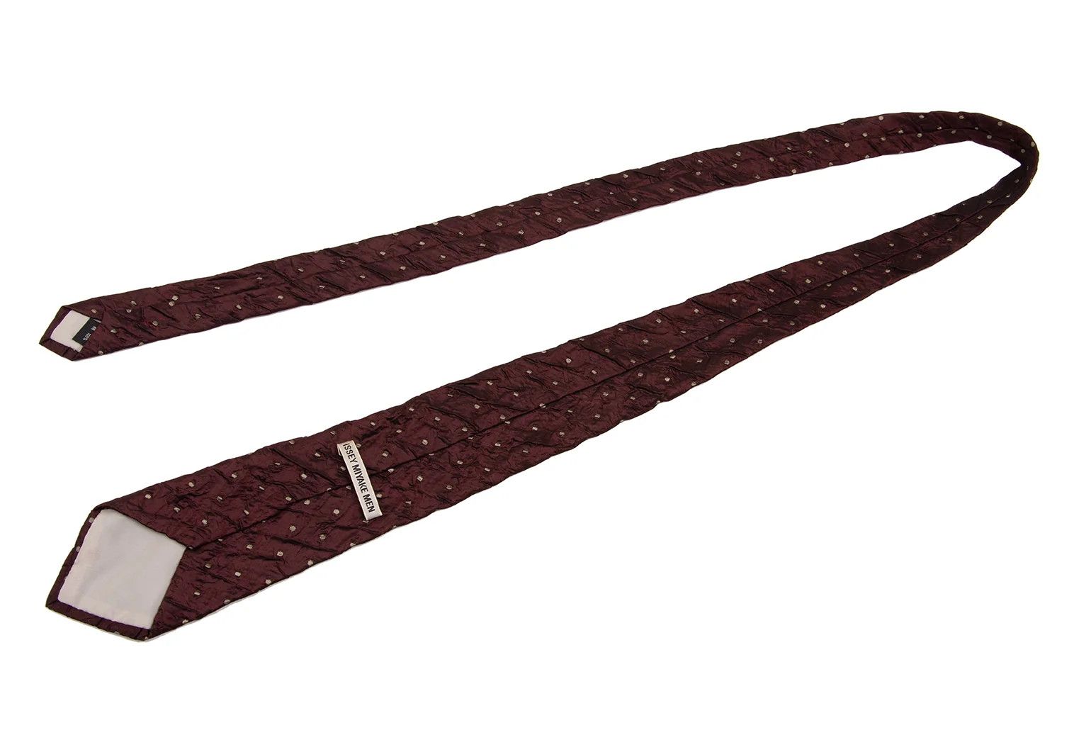 Issey Miyake Silk Dot Jacquard Tie in Wine Beige Size ONE SIZE - 4 Thumbnail