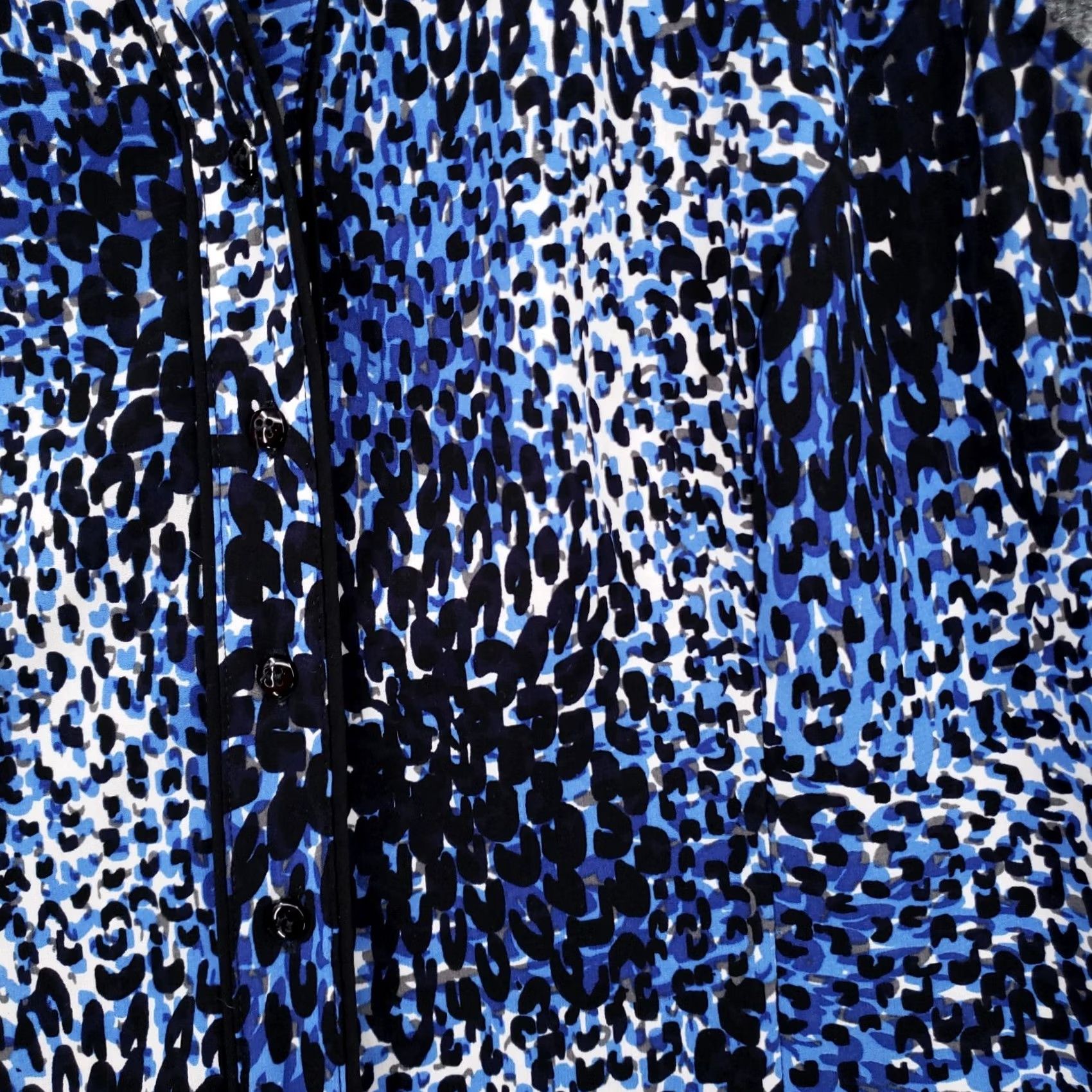 Vintage Nue Options Shirt Womens XL Blue Button Up Leopard Collared Sleeveless Polyester Size XL / US 12-14 / IT 48-50 - 7 Thumbnail