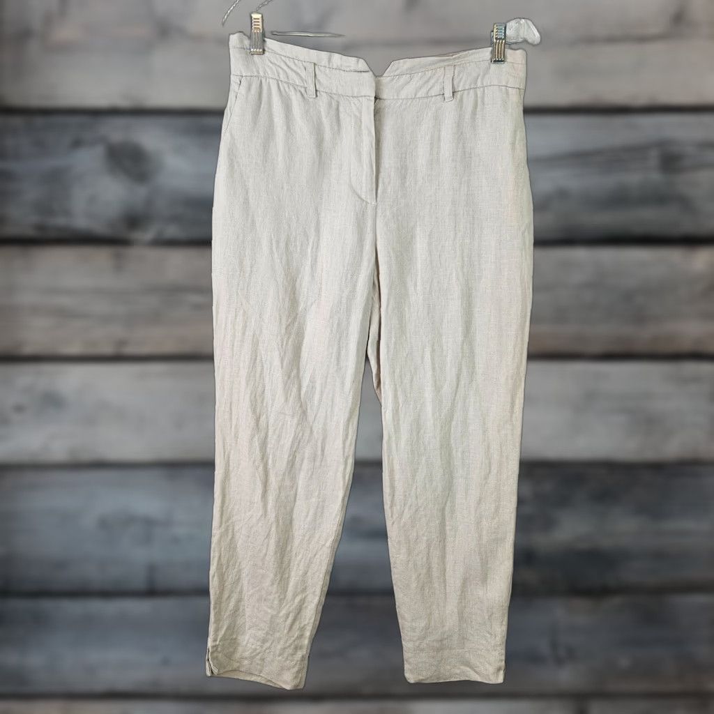 Vintage Caroll Paris Womens Linen Cropped Pants 38 Beige High Rise Cropped Linen Pants Womens 38 Beige Caroll Paris Size 26" / US 2 / IT 38 - 1 Thumbnail