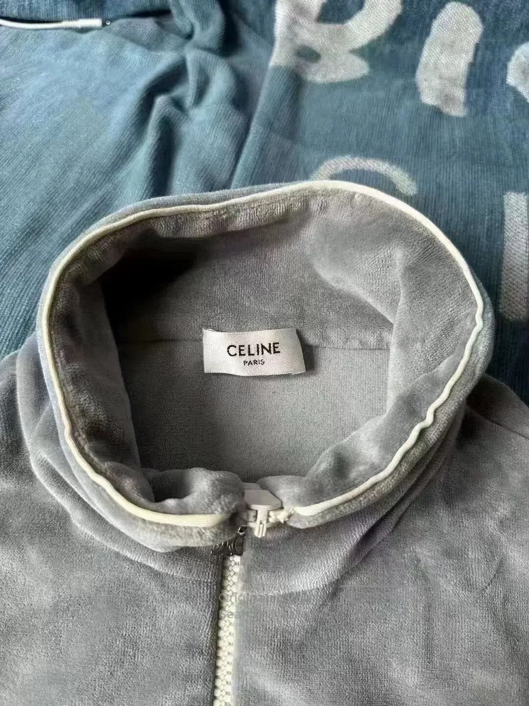 Celine celine blue velvet jacket in size L. Size L / US 10 / IT 46 - 2 Thumbnail