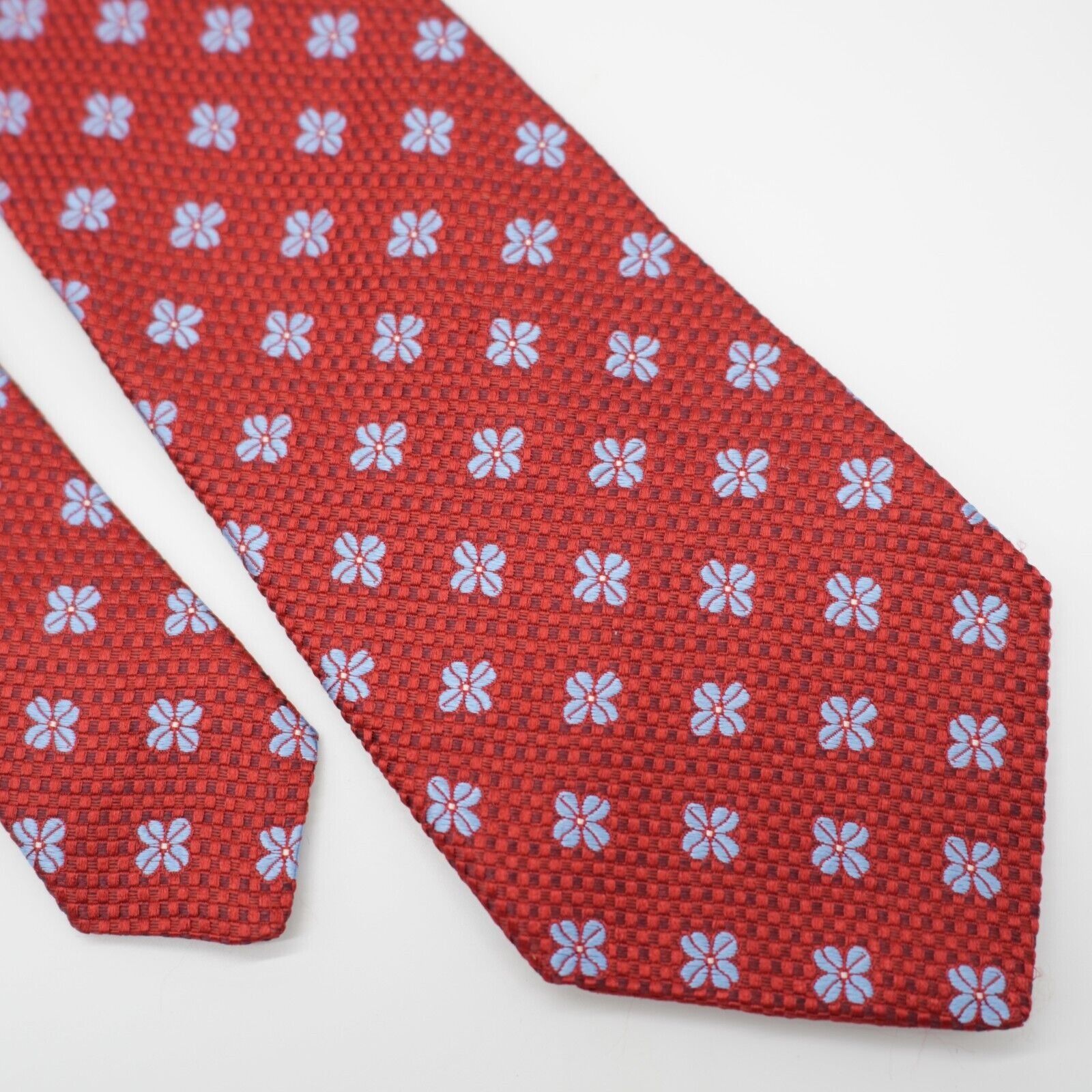 Hart Schaffner Marx Hart Schaffner Marx Red Blue Floral Geometric Woven Silk Tie Size ONE SIZE - 1 Thumbnail