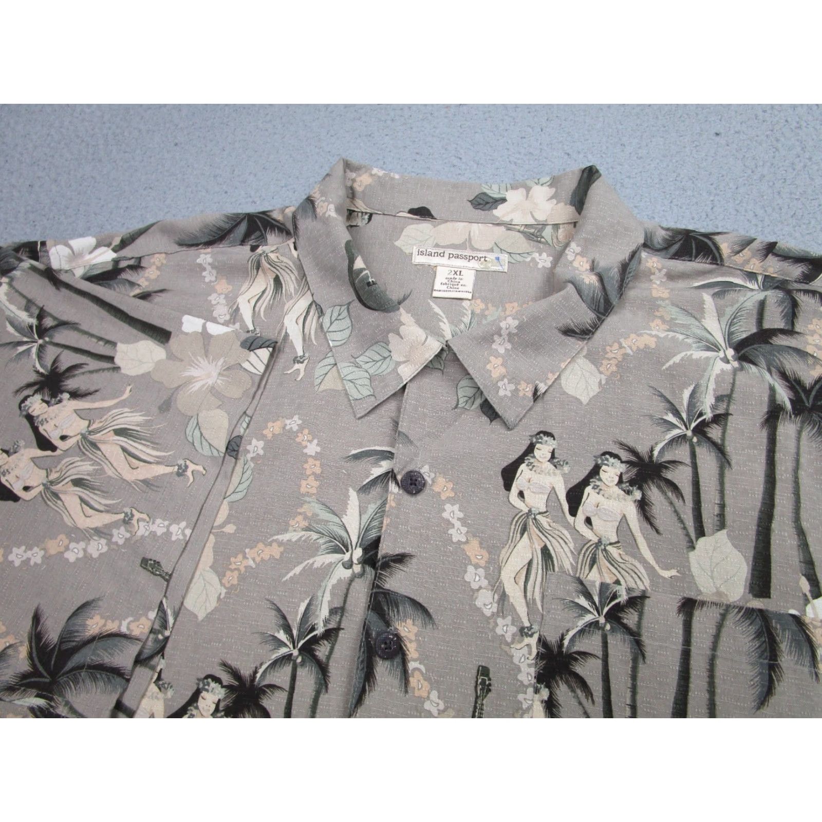 Gloverall VTG Hawaiian Shirt Mens 2XL Beige Silk Hula Girls Music Ukulele All Over Print Size US XXL / EU 58 / 5 - 3 Thumbnail
