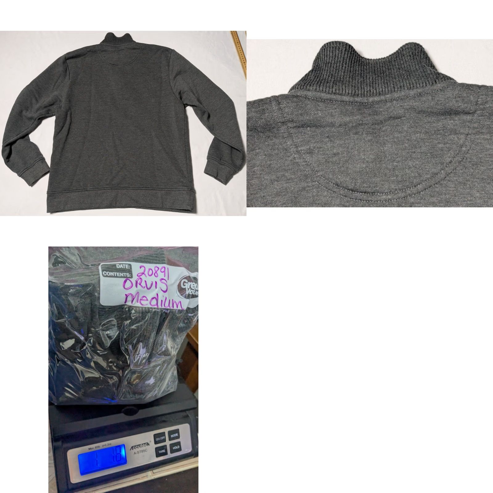 Orvis ORVIS Men Medium Gray Cotton Blend 1/4 Zip Signature Fleece Lined Sweatshirt Size US M / EU 48-50 / 2 - 10 Thumbnail