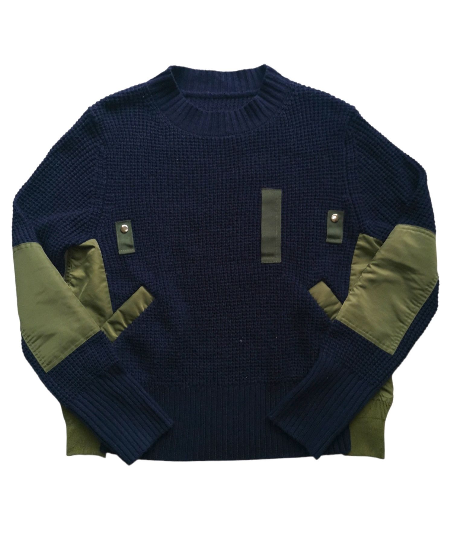 image of Sacai Aw20 Knitted Pullover Wool Sweatshirt in Navy Blue, Women's (Size Medium)