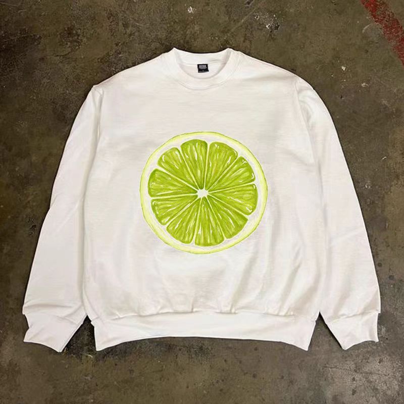 Designer × Japanese Brand White retro lemon print all-match sweatshirt Size US L / EU 52-54 / 3 - 1 Thumbnail
