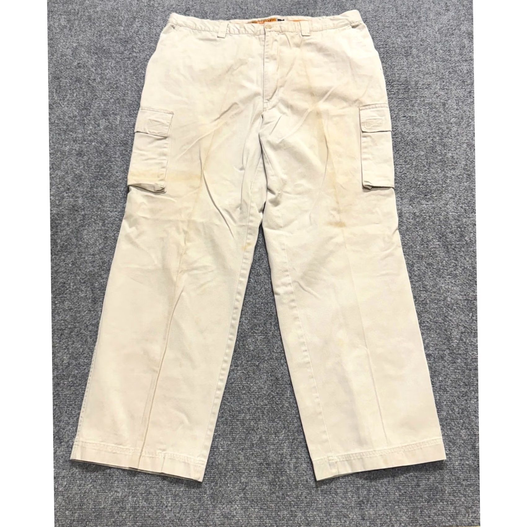 The Unbranded Brand Y2K BAU Cargo Pants Men 42x34 White Relaxed Fit Stained Wide Leg Mens 42 Big & Tall White Cargo Pants Size US 42 / EU 58 - 3 Thumbnail