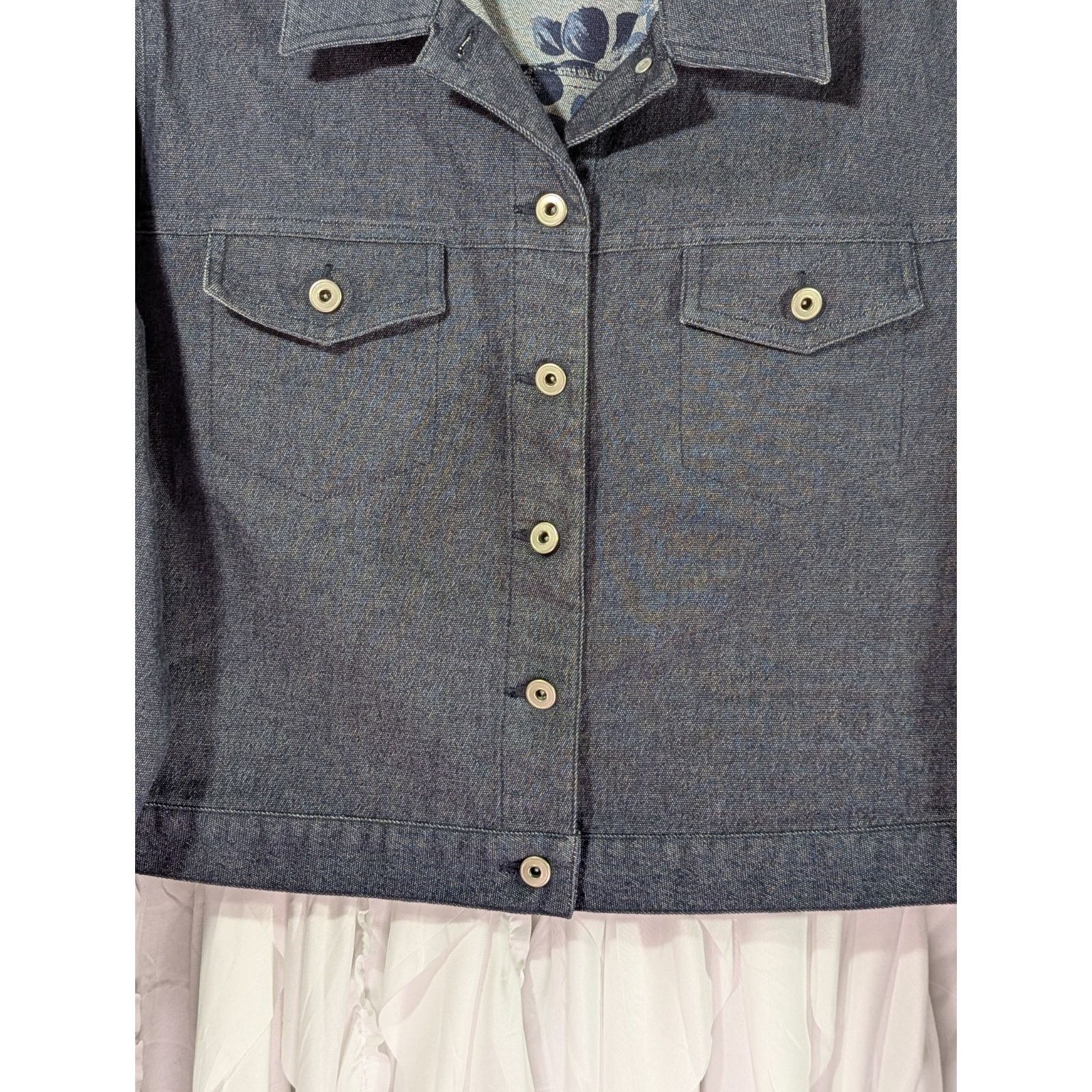 Other David Brooks Floral Lined Denim Jacket Petite L Size L / US 10 / IT 46 - 4 Thumbnail