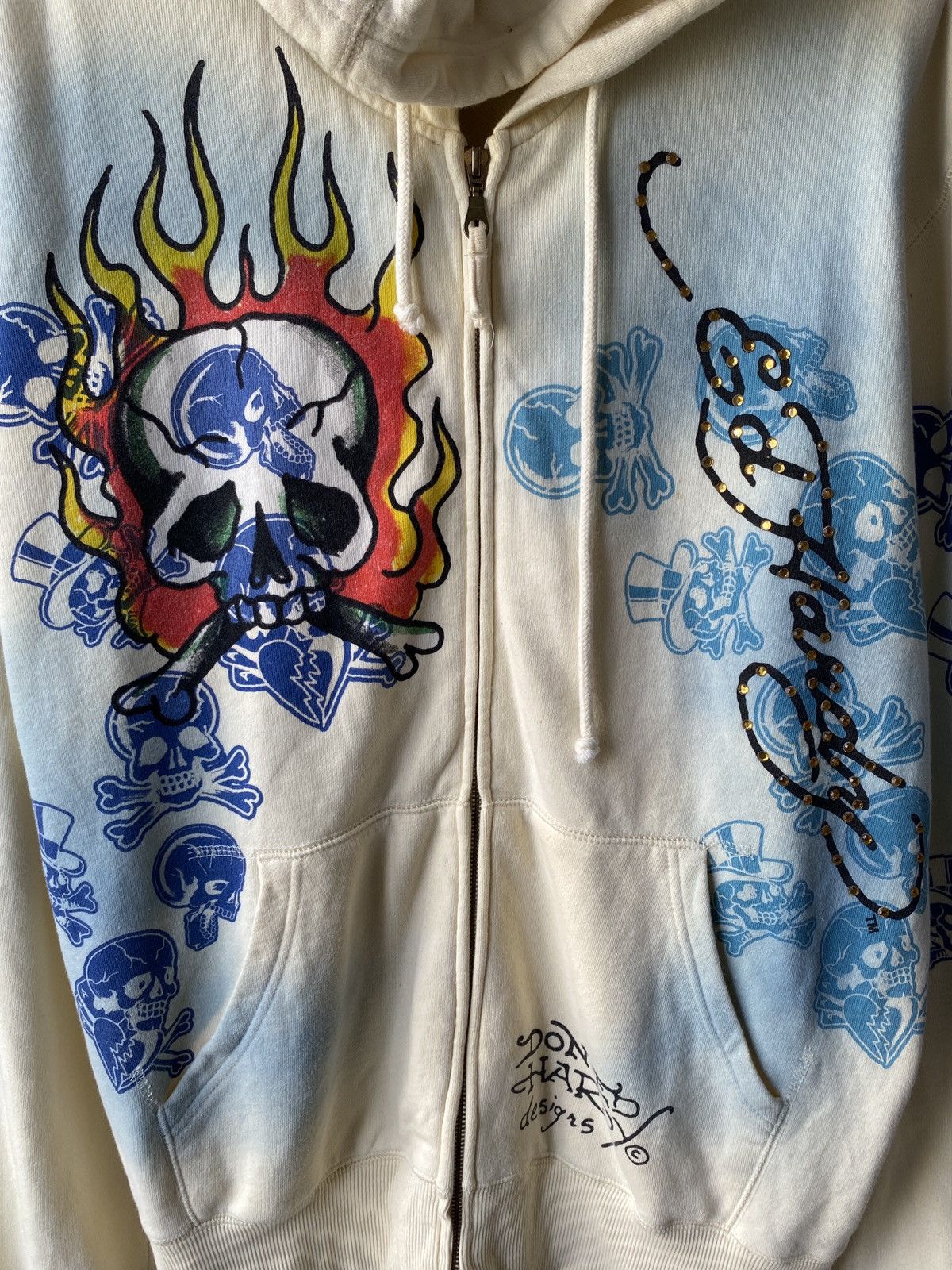 Ed Hardy 2000s Ed Hardy By Christian Audigier Destroyed Tattoo Hoodie Size US XL / EU 56 / 4 - 10 Thumbnail