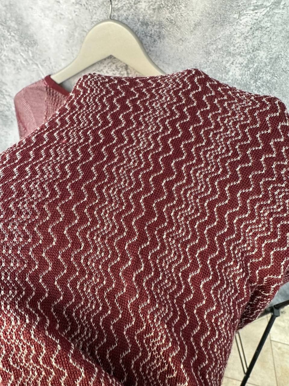 Prada Prada Knit Sheer Maxi Dress Burgundy Zigzag Pattern Italy Size L / US 10 / IT 46 - 14 Thumbnail