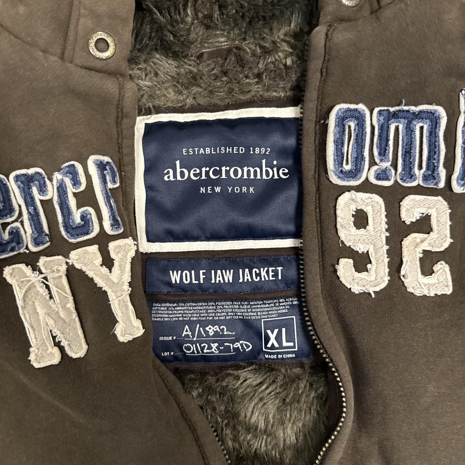Abercrombie & Fitch Y2K Abercrombie Faux Fur Lined Brown Wolf Jaw Jacket Zip-up Size XL / US 12-14 / IT 48-50 - 3 Thumbnail