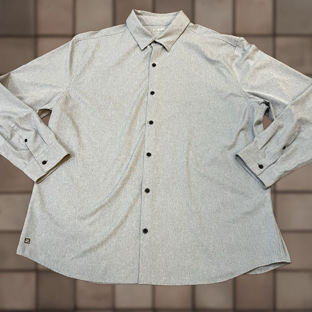 Vintage 01. Algo Mens 2XL Blue Performance UPF 40+ Long Sleeve Wicking Full Button Shirt Size US XXL / EU 58 / 5 - 1 Thumbnail