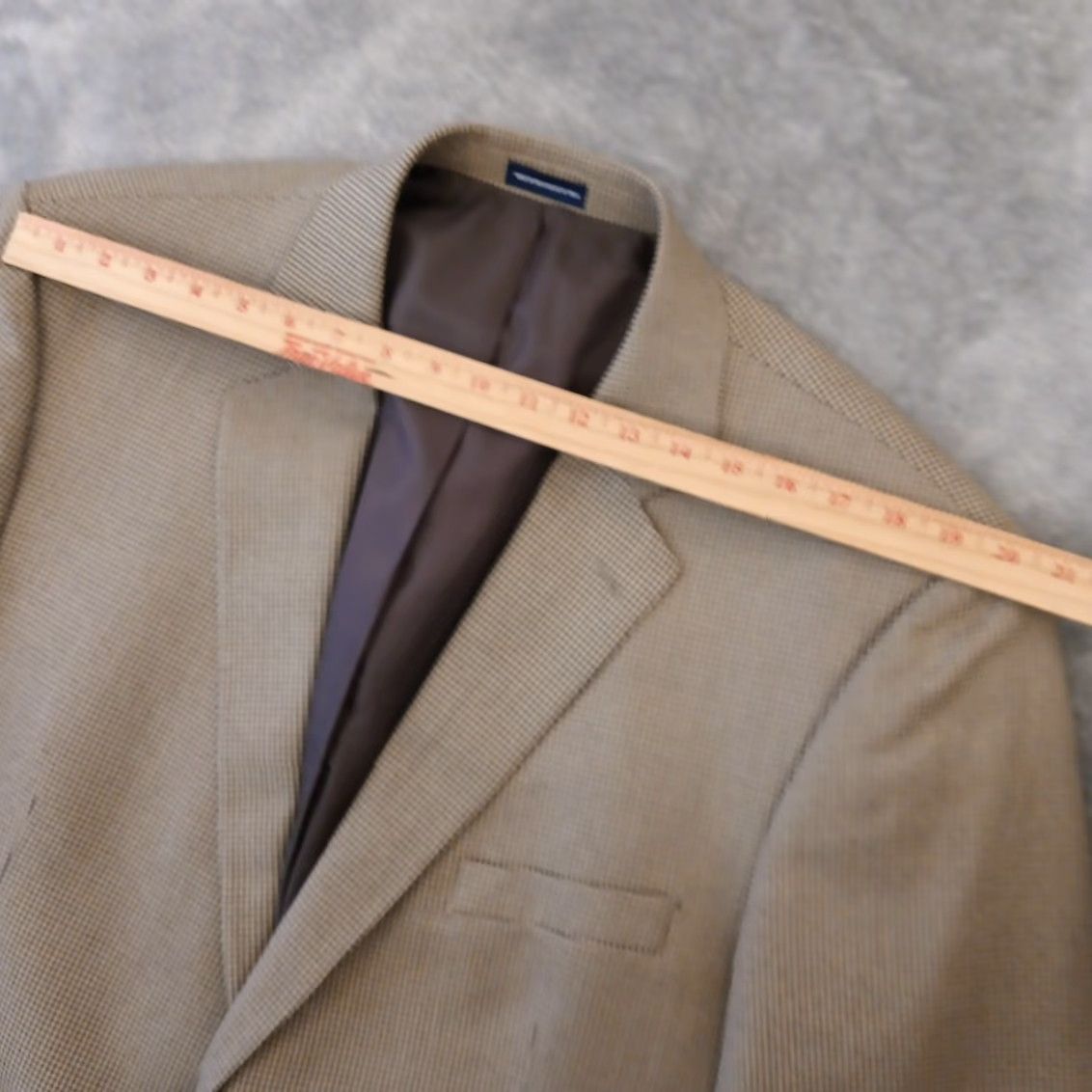 Stafford Stafford Blazer Mens 48 Beige Gray Plaid Classic Fit Two Button Single Vent Size 48R - 2 Thumbnail